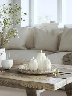 Handgefertigte LED-Kerze Round Stripe, H 15 cm