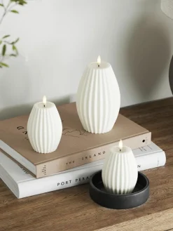 Handgefertigte LED-Kerze Round Stripe, H 10 cm