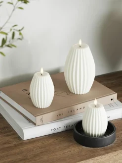 Handgefertigte LED-Kerze Round Stripe, H 15 cm