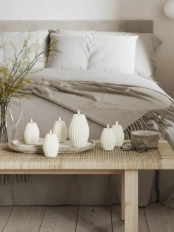 Handgefertigte LED-Kerze Round Stripe, H 15 cm