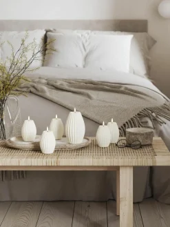 Handgefertigte LED-Kerze Round Stripe, H 10 cm