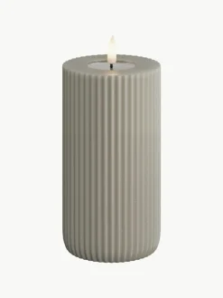 Handgefertigte LED-Kerze Solid Stripe, H 15 cm