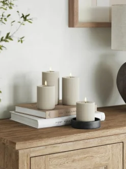 Handgefertigte LED-Kerze Solid Stripe, H 15 cm