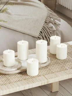 Handgefertigte LED-Kerze Solid Stripe, H 10 cm