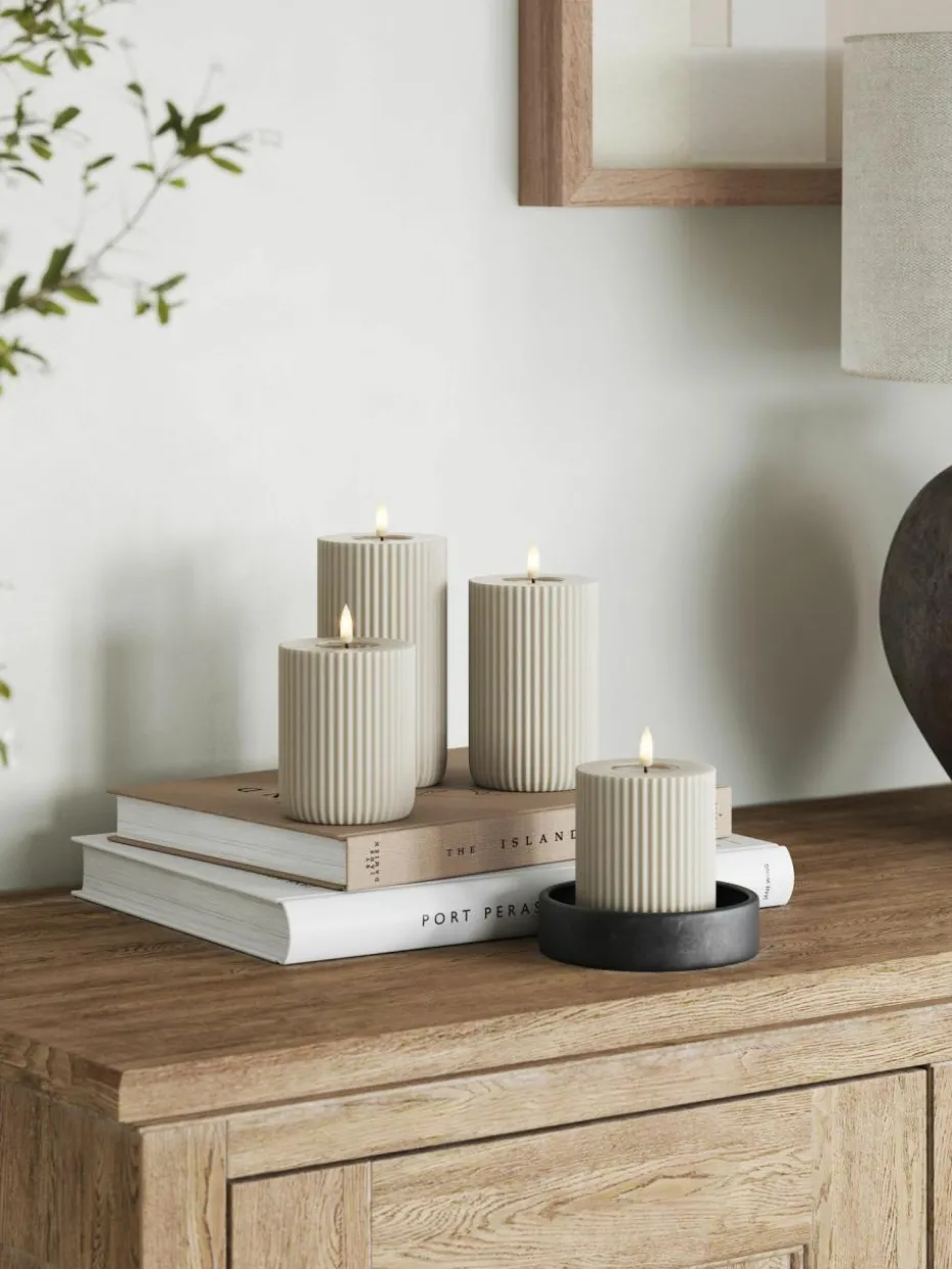 Handgefertigte LED-Kerze Solid Stripe, H 15 cm