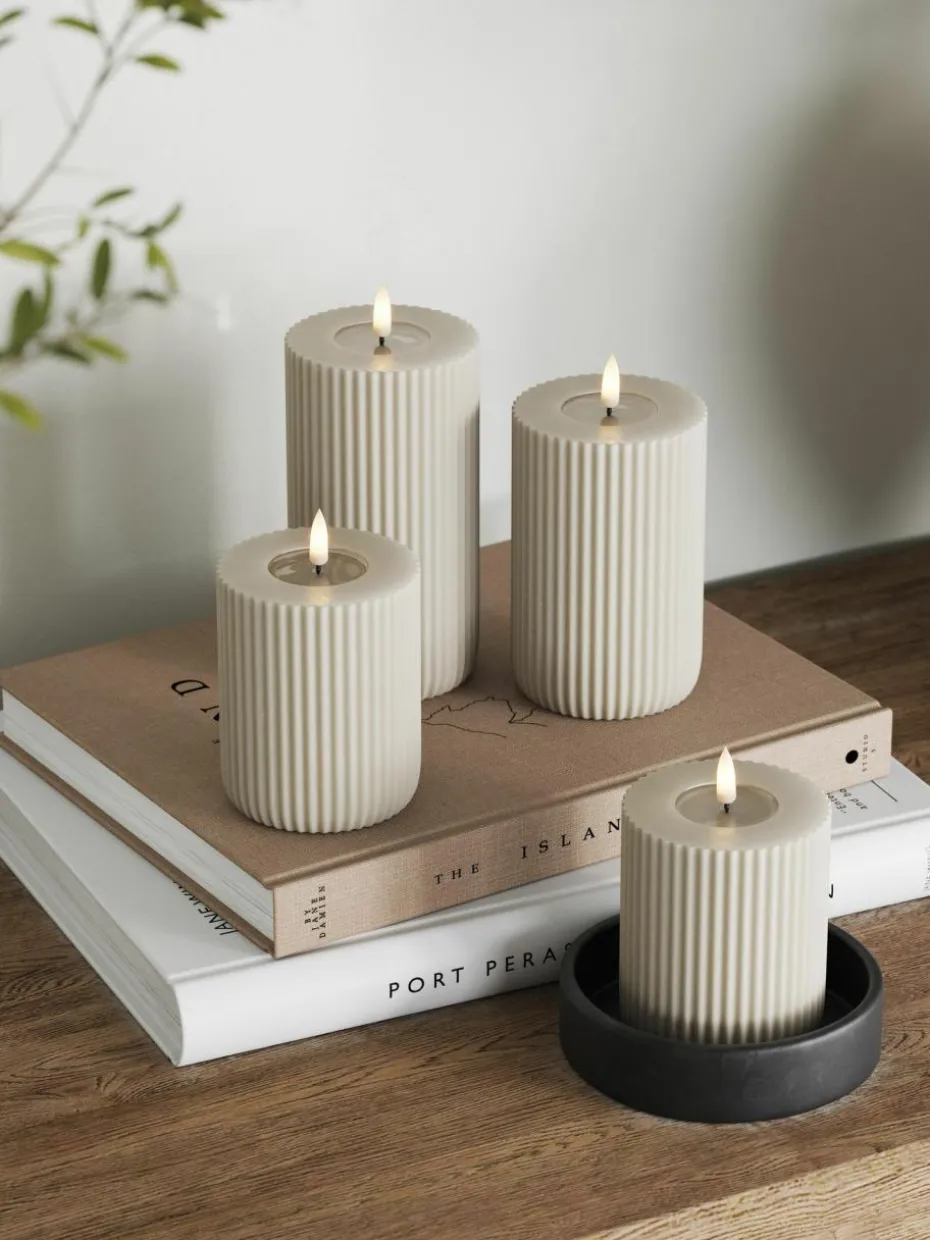 Handgefertigte LED-Kerze Solid Stripe, H 15 cm