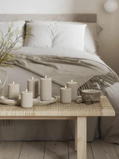 Handgefertigte LED-Kerze Solid Stripe, H 15 cm