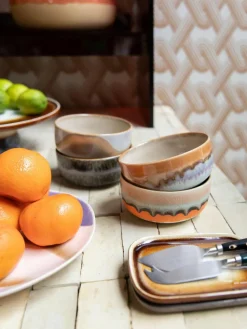 Handgefertigte Schälchen 70's aus Steinzeug, 4er-Set