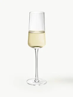 Handgefertigte Sektgläser Cami mit Rillenstruktur, 4 Stück