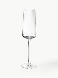 Handgefertigte Sektgläser Cami mit Rillenstruktur, 4 Stück