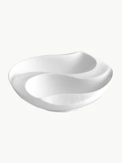 Handgefertigte Servierschale Wellenspiel Relief aus Porzellan