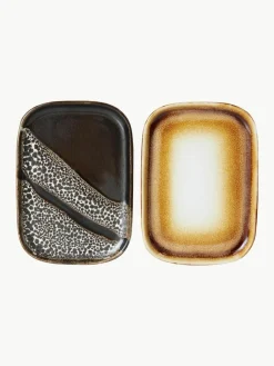 Handgefertigte Serviertabletts 70's aus Steinzeug, 2er-Set