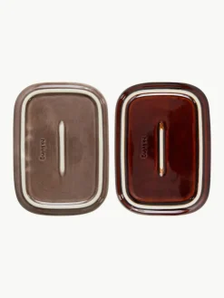 Handgefertigte Serviertabletts 70's aus Steinzeug, 2er-Set