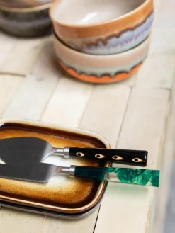 Handgefertigte Serviertabletts 70's aus Steinzeug, 2er-Set