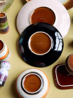 Handgefertigte Speiseteller 70's aus Steinzeug, 2 Stück