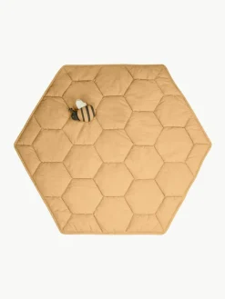 Handgefertigte Spielmatte Honeycomb mit Rasselspielzeug