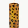 Handgefertigte Stumpenkerze Leopard, H 15 cm