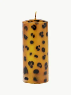 Handgefertigte Stumpenkerze Leopard, H 15 cm