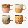 Handgefertigte Tassen 70's, 4er-Set