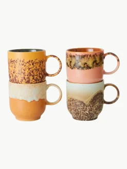 Handgefertigte Tassen 70's, 4er-Set