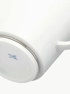 Handgefertigte Tassen Vitruv aus Porzellan mit handgemaltem Platinrand, 2 Stück