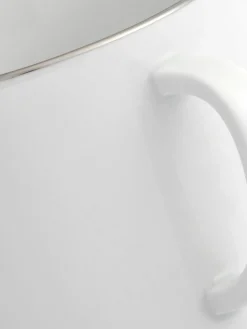 Handgefertigte Tassen Vitruv aus Porzellan mit handgemaltem Platinrand, 2 Stück