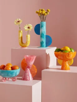 Handgefertigte Vase Mustique in Marmor-Optik, H 30 cm