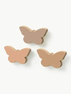 Handgefertigte Wandhaken Butterfly aus Buchenholz, 3er-Set