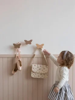 Handgefertigte Wandhaken Butterfly aus Buchenholz, 3er-Set