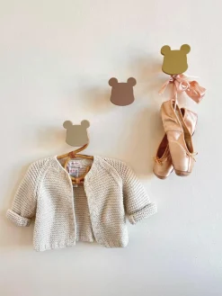 Handgefertigte Wandhaken Bear aus Buchenholz, 3er-Set