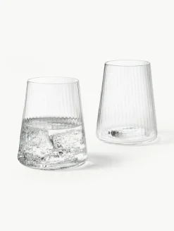 Handgefertigte Wassergläser Cami mit Rillenstruktur, 4 Stück