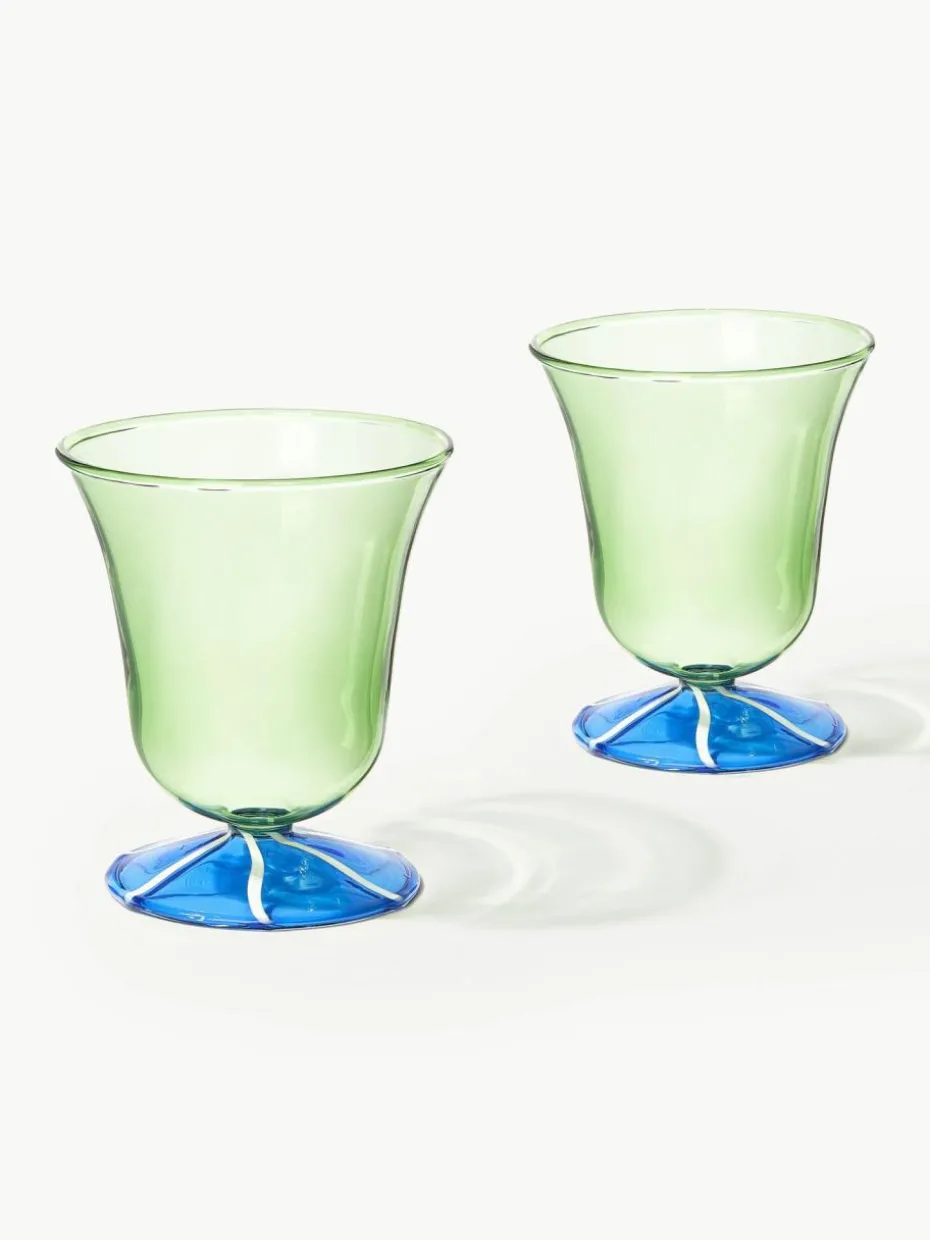 Handgefertigte Wassergläser Eve aus Borosilikatglas, 2 Stück