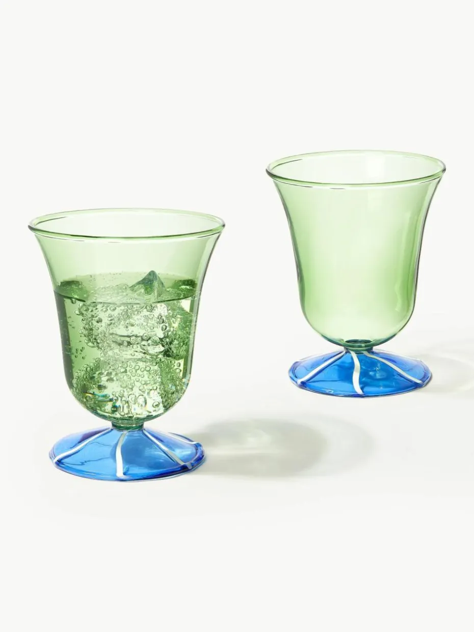 Handgefertigte Wassergläser Eve aus Borosilikatglas, 2 Stück