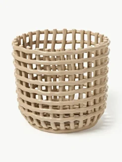 Handgefertigter Aufbewahrungskorb Nalan aus Keramik, H 21 cm