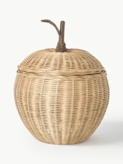 Handgefertigter Aufbewahrungskorb Apple aus Rattan