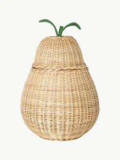 Handgefertigter Aufbewahrungskorb Pear aus Rattan