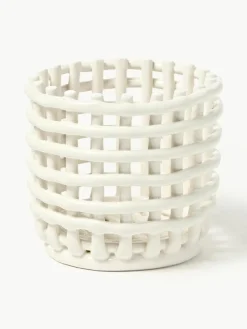 Handgefertigter Aufbewahrungskorb Nalan aus Keramik, H 15 cm