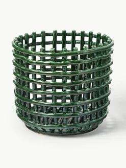 Handgefertigter Aufbewahrungskorb Nalan aus Keramik, H 21 cm