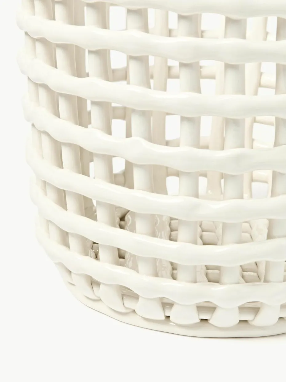 Handgefertigter Aufbewahrungskorb Nalan aus Keramik, H 32 cm