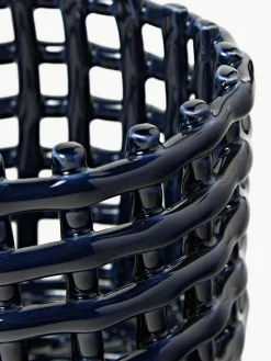 Handgefertigter Aufbewahrungskorb Nalan aus Keramik, H 15 cm