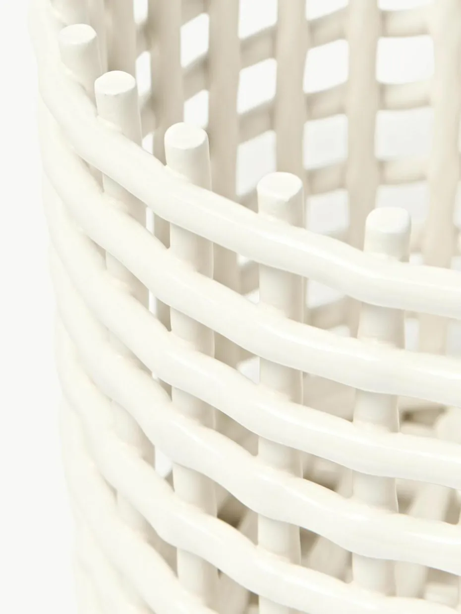 Handgefertigter Aufbewahrungskorb Nalan aus Keramik, H 21 cm