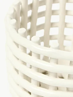 Handgefertigter Aufbewahrungskorb Nalan aus Keramik, H 15 cm