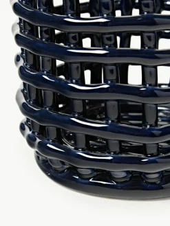 Handgefertigter Aufbewahrungskorb Nalan aus Keramik, H 15 cm