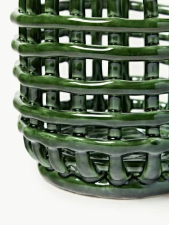 Handgefertigter Aufbewahrungskorb Nalan aus Keramik, H 15 cm