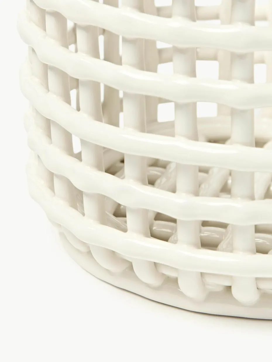 Handgefertigter Aufbewahrungskorb Nalan aus Keramik, H 21 cm