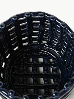 Handgefertigter Aufbewahrungskorb Nalan aus Keramik, H 15 cm