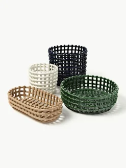 Handgefertigter Aufbewahrungskorb Nalan aus Keramik, H 15 cm