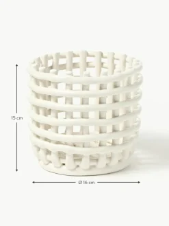 Handgefertigter Aufbewahrungskorb Nalan aus Keramik, H 15 cm