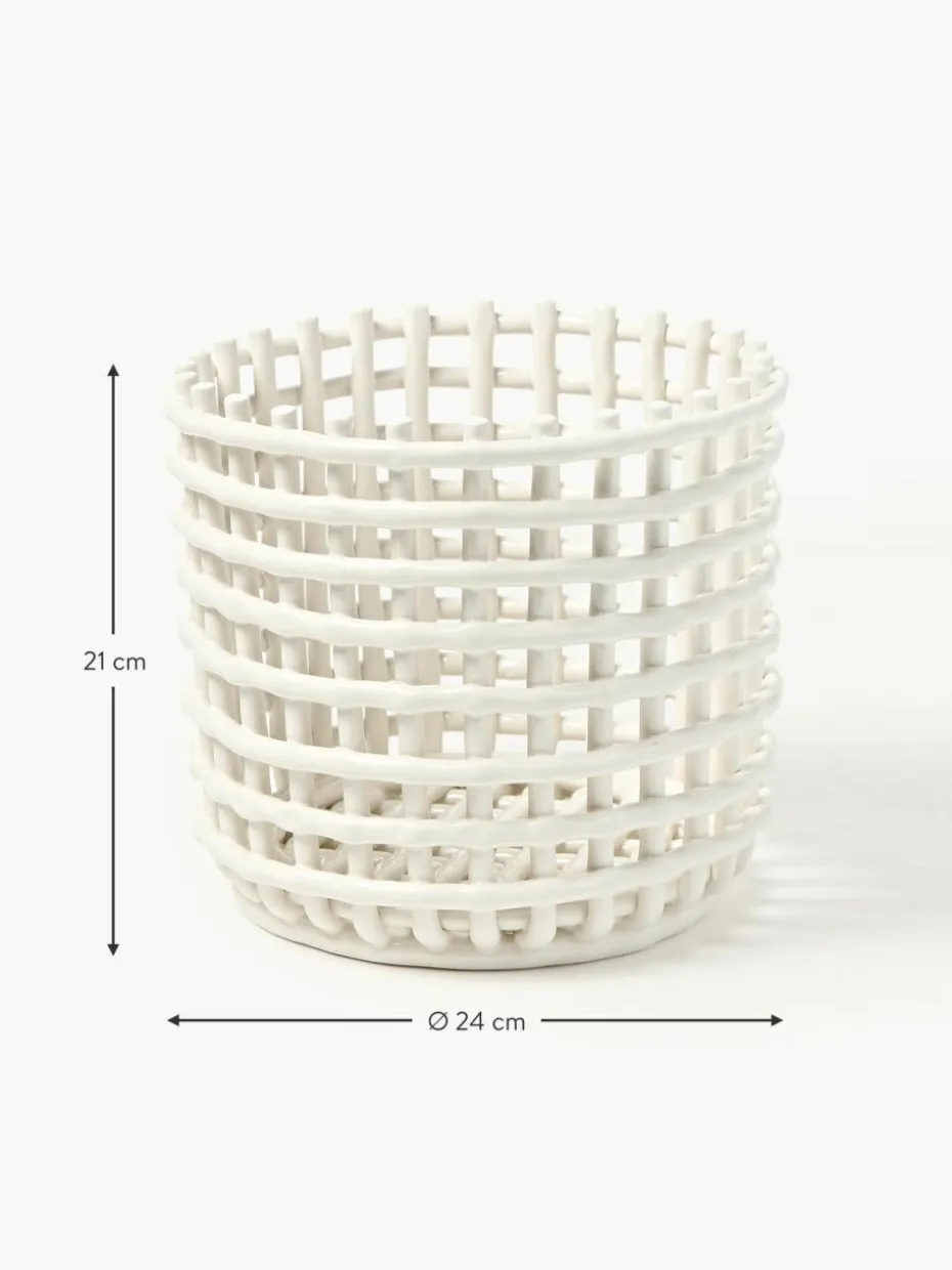 Handgefertigter Aufbewahrungskorb Nalan aus Keramik, H 21 cm