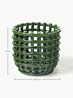Handgefertigter Aufbewahrungskorb Nalan aus Keramik, H 15 cm